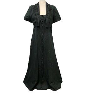 Vintage Beaded Button Front Maxi Dress 8